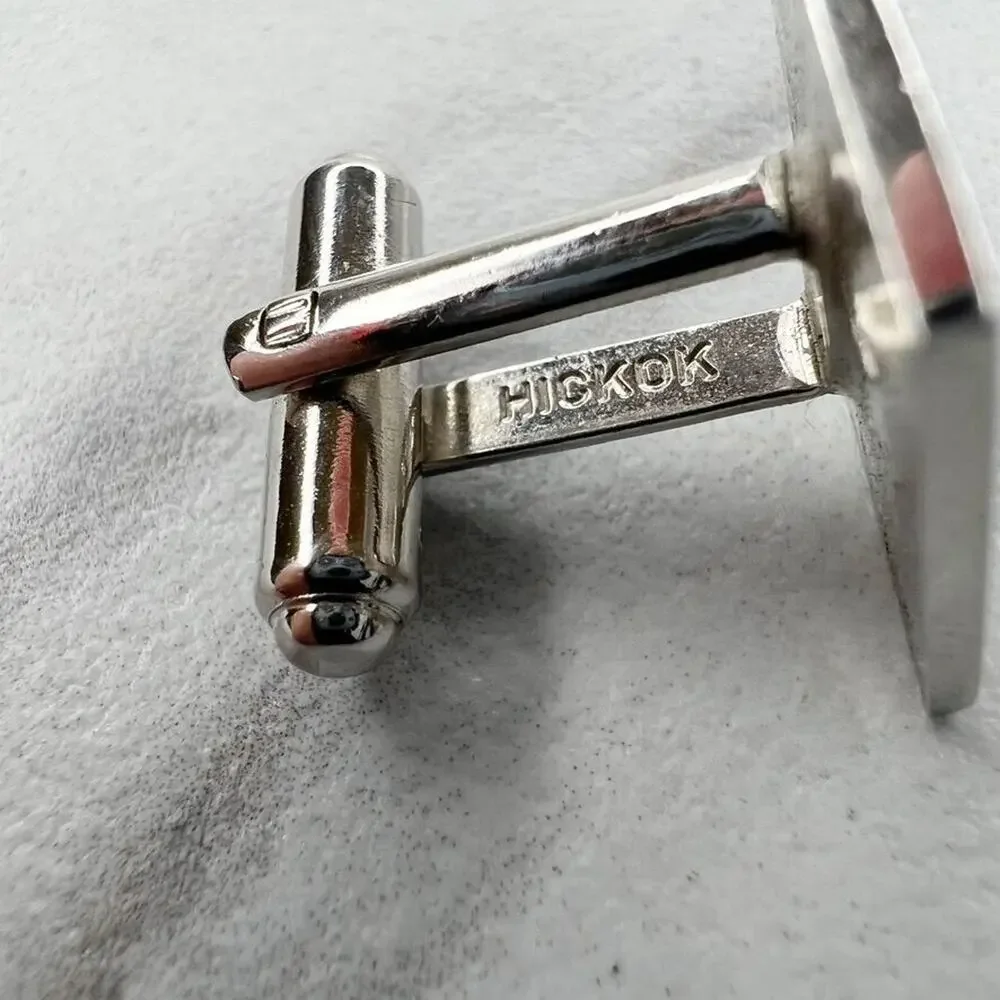 Hickok Vintage Silver Tone Square Scroll Single Cufflink